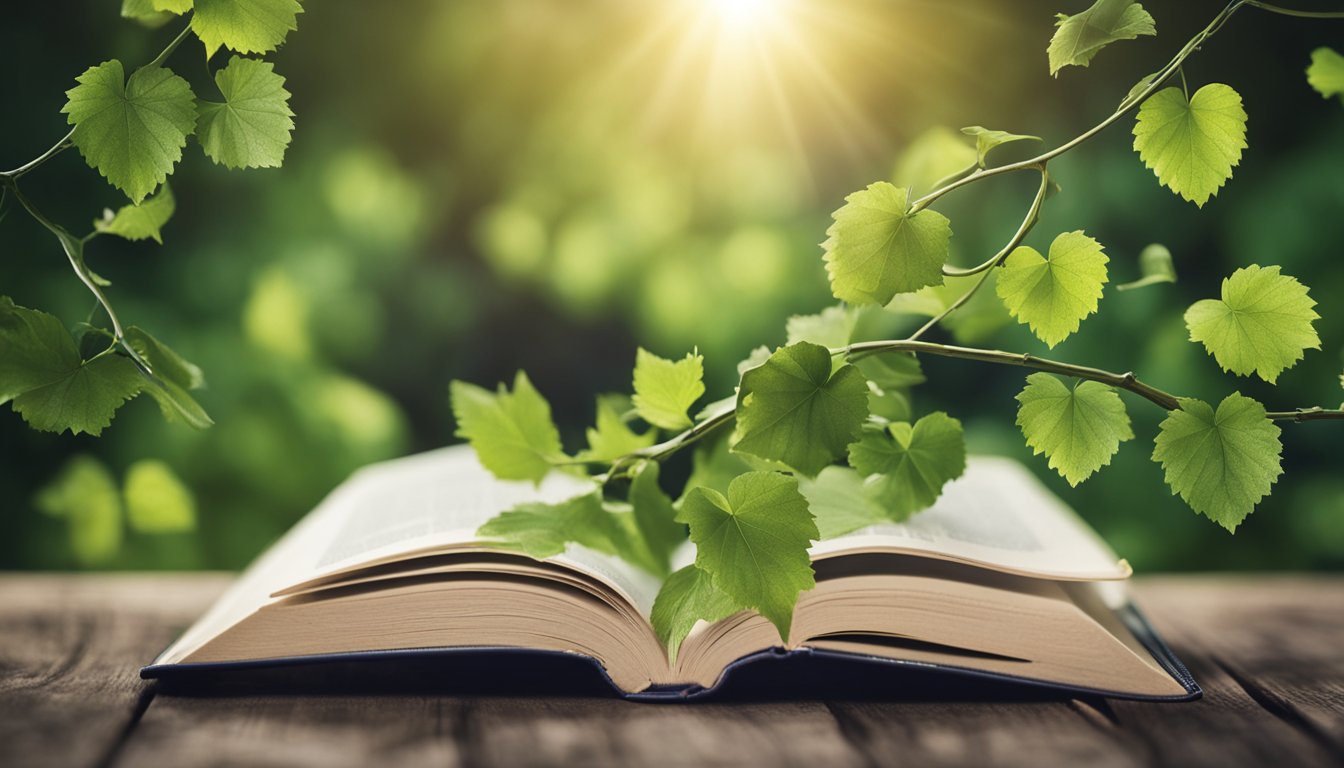 A person reading a book with a growing vine representing continuous learning and career growth