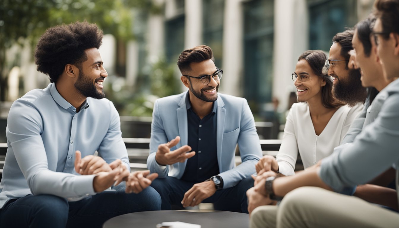 A group of people engaged in a lively discussion, using clear and concise language to convey their ideas and thoughts effectively